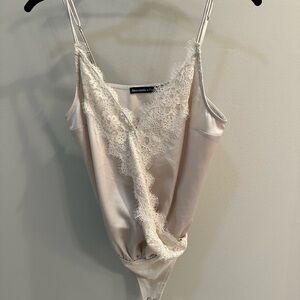 Abercrombie & Fitch Cream Lace Satin Bodysuit